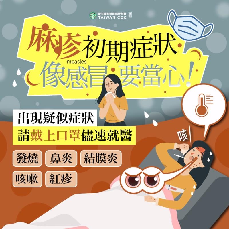 本土麻疹病例又+1 台東縣政府呼籲出現疑似症狀請儘速就醫 家中幼兒應接種疫苗