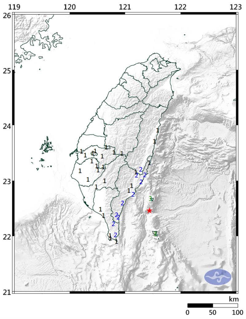 台東外海發生芮氏規模5.1地震