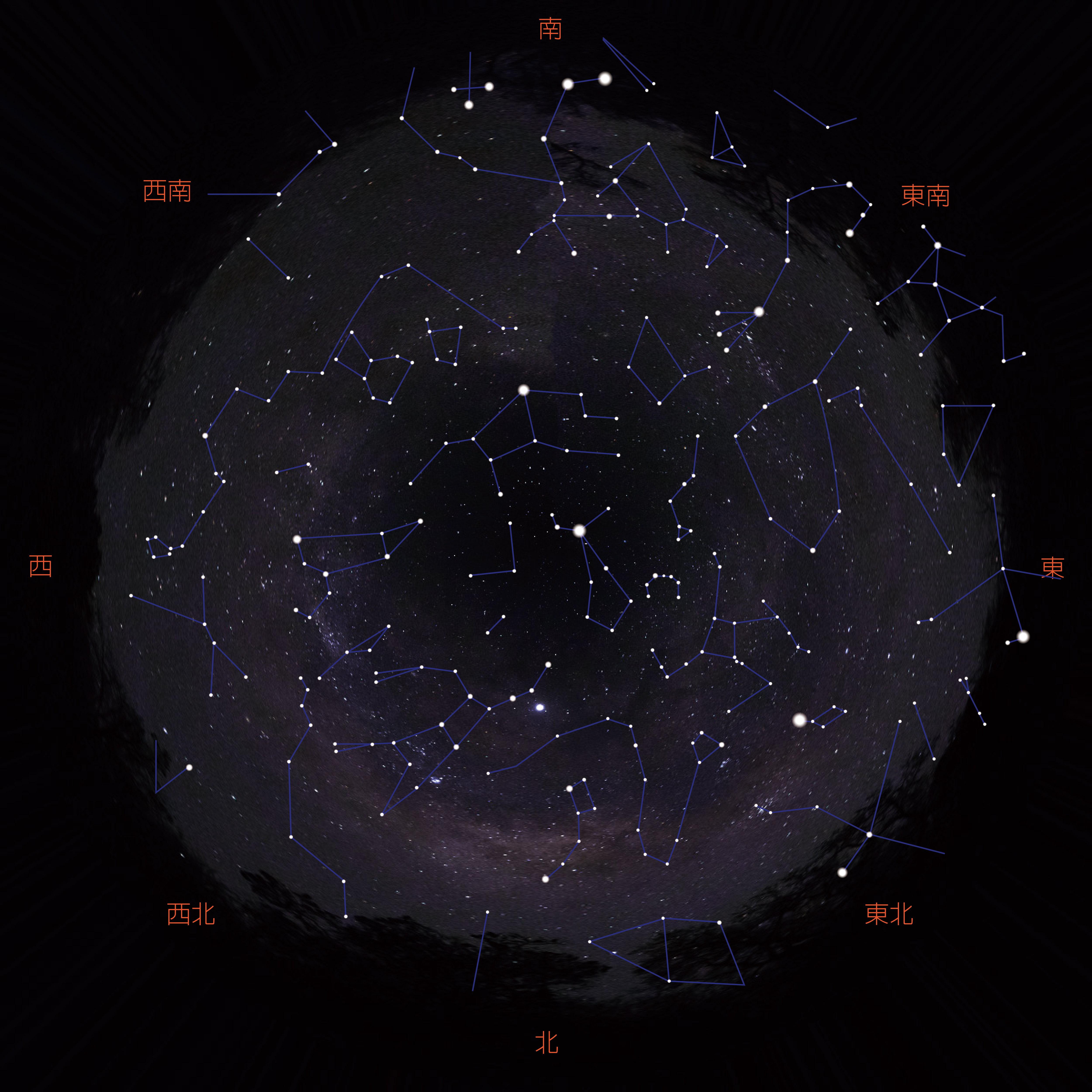 眾星羅列夜明深，春風清拂學認星