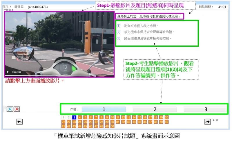 5月23日起監理服務網線上模擬考新增危險感知影片試題上架