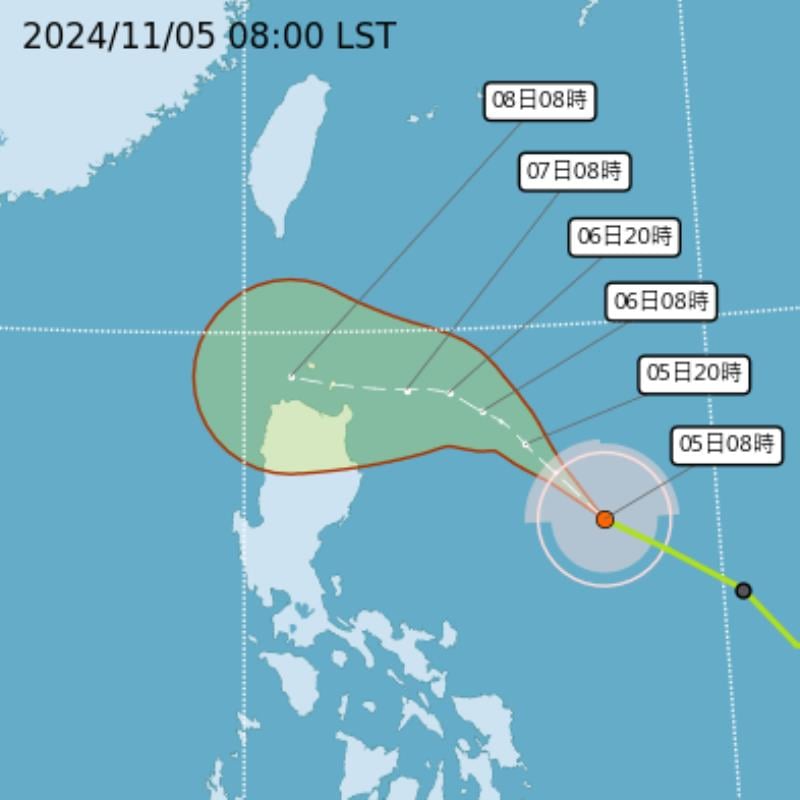 銀杏變中颱了! 預估11/8~10 最接近台 外圍環流恐影響「東半部、恆春」