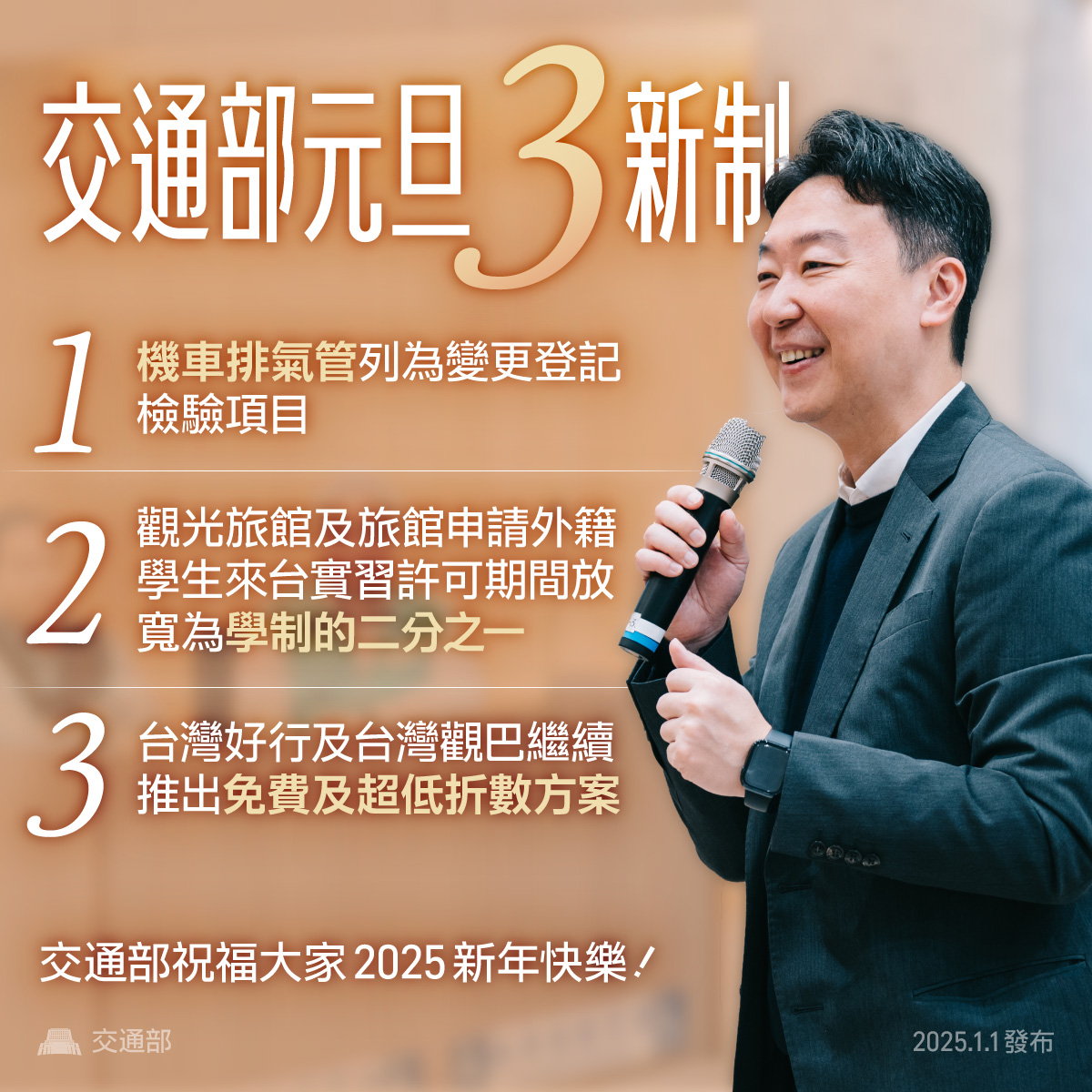交通部元旦重大新制、惠民措施上路！