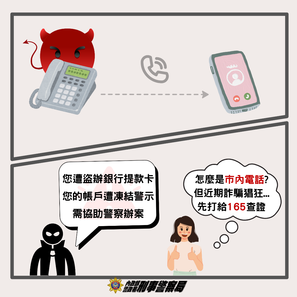偵查不公開」、「監管帳戶」、「秘密協助收款」成假檢警關鍵話術! 刑事局呼籲聽見應立即撥打165反詐騙專線
