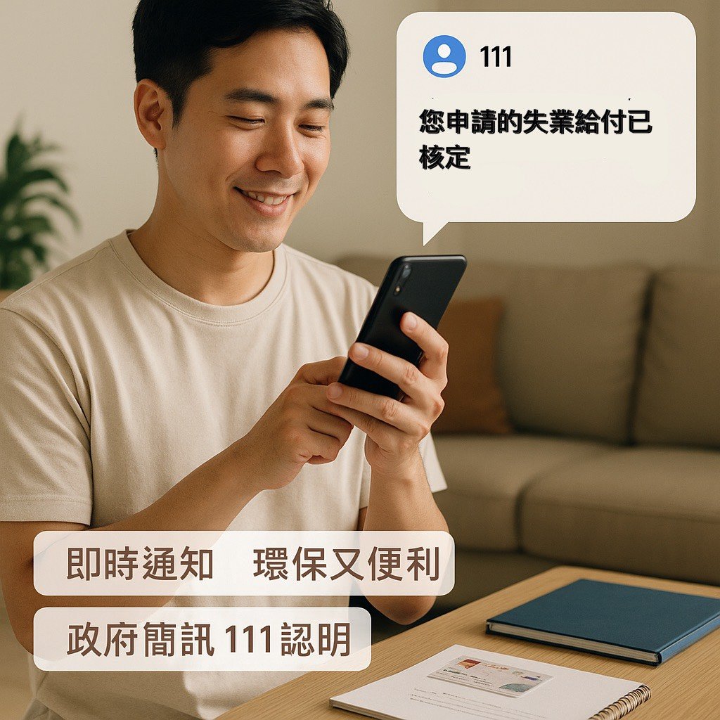 就保失業給付核付改以簡訊通知，即時又便利