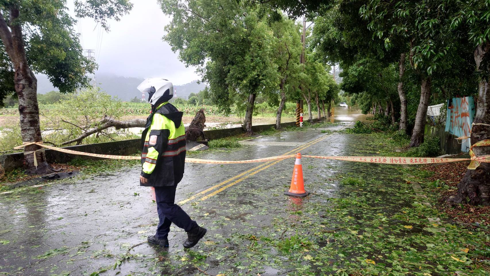 「楊柳颱風」暴雨狂風造成道路積水、路樹阻路 鹿野警封路、搶通、護民安