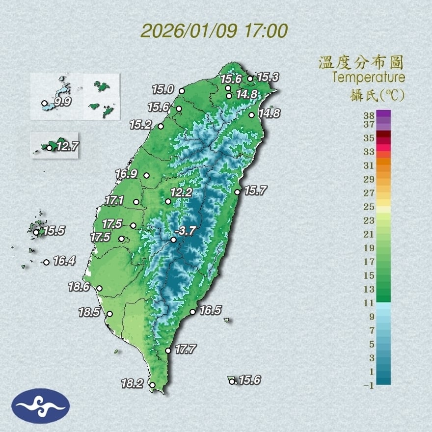 低溫特報 ! 輻射冷卻 花東有10度以下氣溫機率