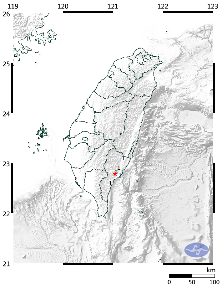 臺東今早發生規模3.5地震　卑南鄉測得最大震度3級