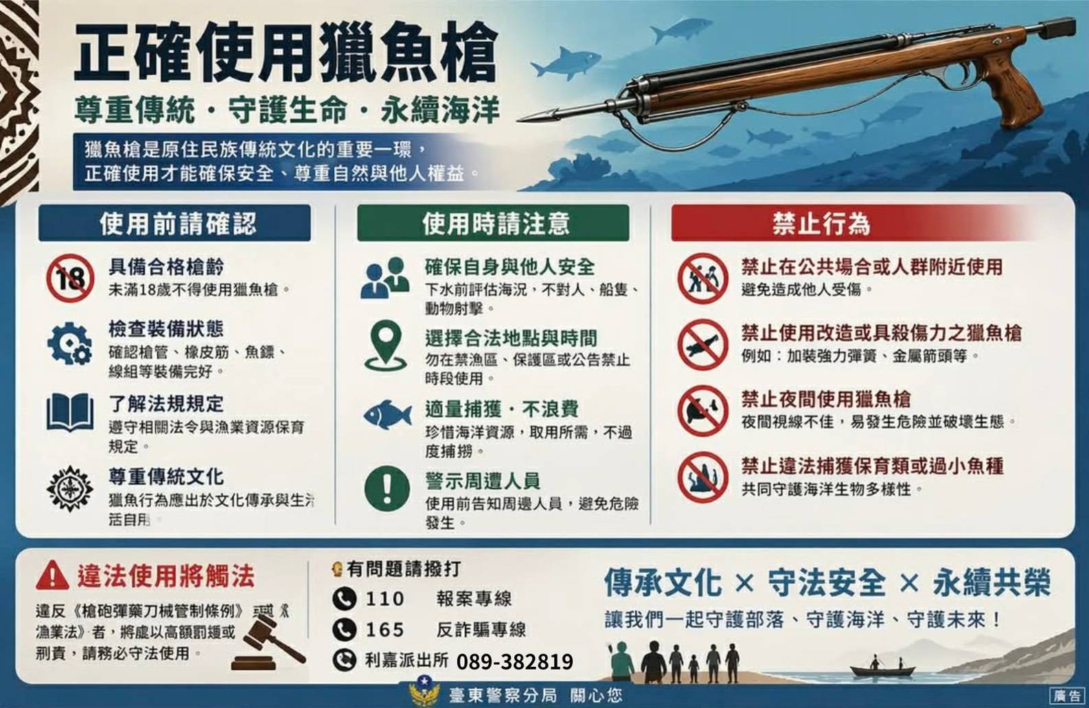 獵魚槍使用藏風險　利嘉警察深入部落強化安全觀念