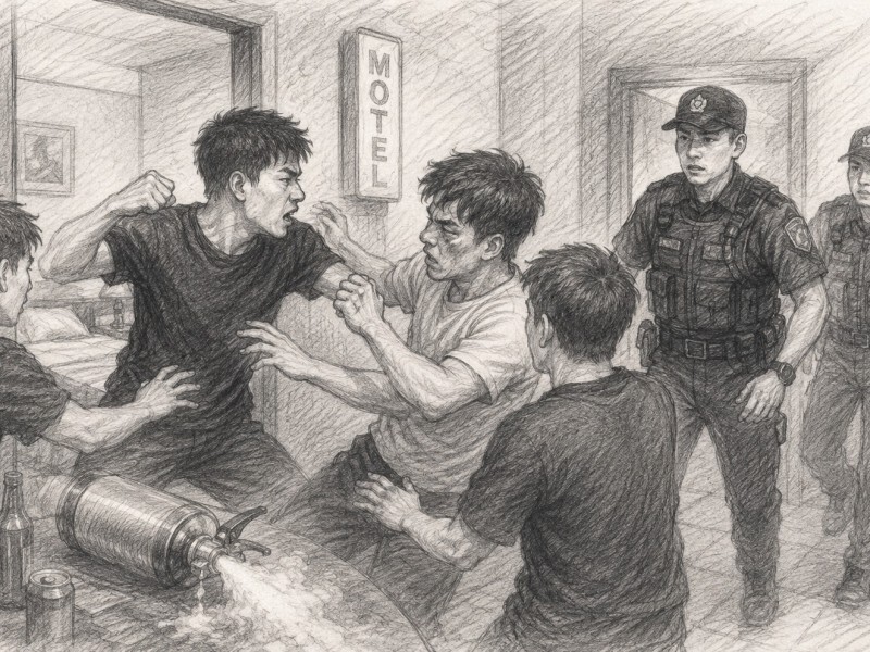 台東汽旅慶生變調！20歲男酒後爆口角互毆　還噴滅火器鬧進警局