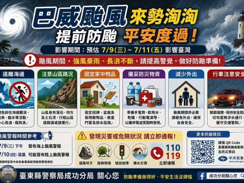 巴威來了 ! 提前防颱、減少外出守護安全