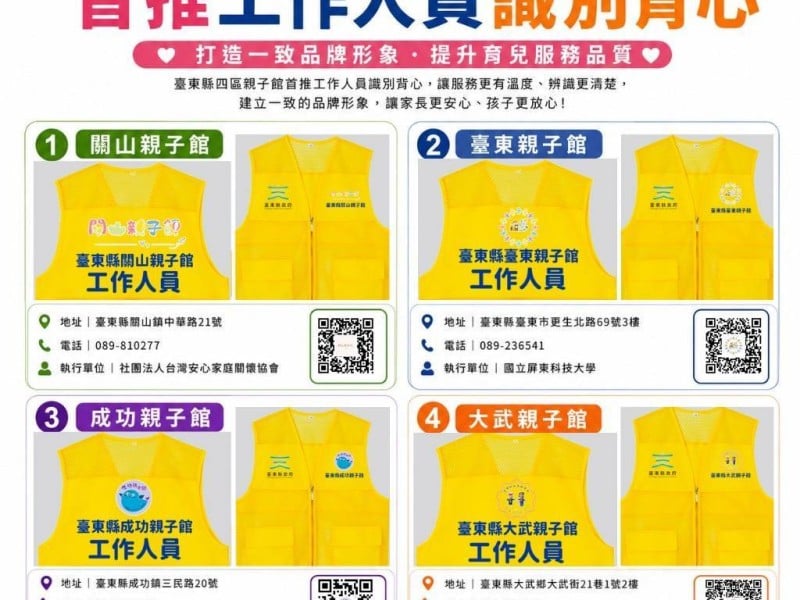 一眼找到服務人員！四區「親子館識別背心」全面上線 打造更安心友善育兒環境