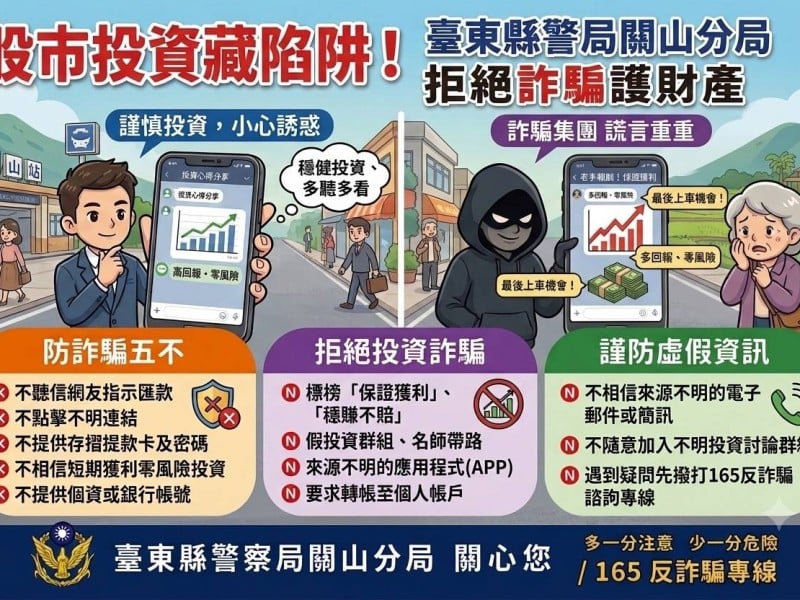 股市熱潮暗藏詐騙陷阱，分局長登警廣宣導反詐