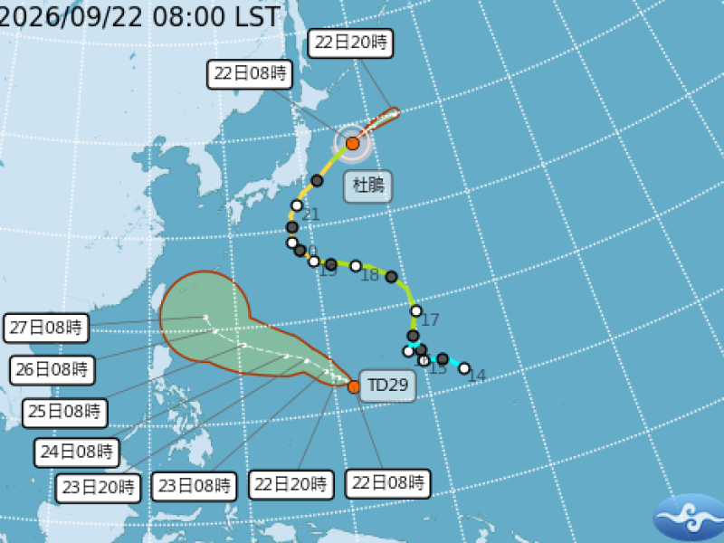 熱低壓TD29明後天恐生成颱風 ! 預測路徑29日前後 相當接近台灣