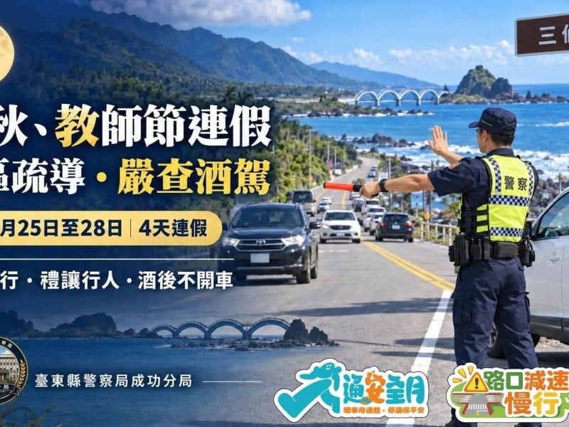 嚴查酒駕 ! 中秋、教師節4天連假 警加強景區疏導