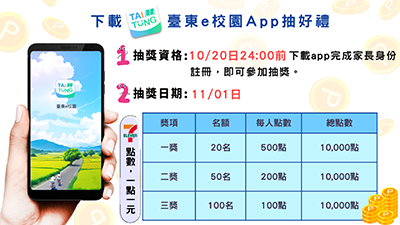 臺東e校園 APP 家長專屬抽獎活動